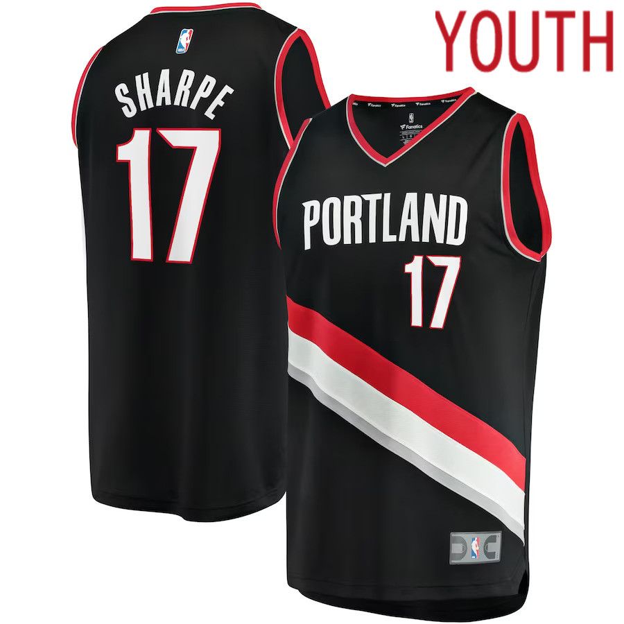 Youth Portland Trail Blazers #17 Shaedon Sharpe Fanatics Branded Black 2022 NBA Draft First Round Pick Fast Break Replica NBA Jersey->youth nba jersey->Youth Jersey
